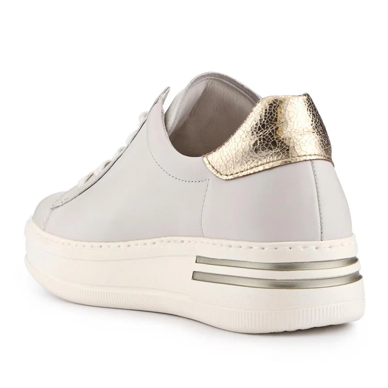 Keystone Gabor Leather Lace-Up Chunky Trainers - GAB41504 / 326 981 - White Metallic
