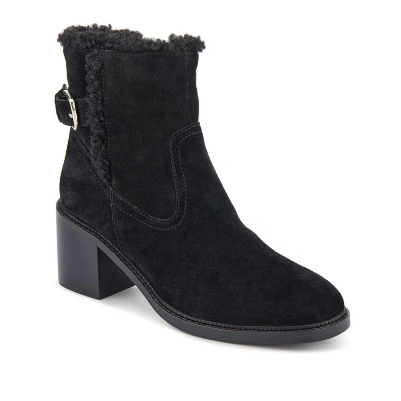 Mavis Leather Buckled Ankle Boots - MAVIS / 327 862 - Black Suede