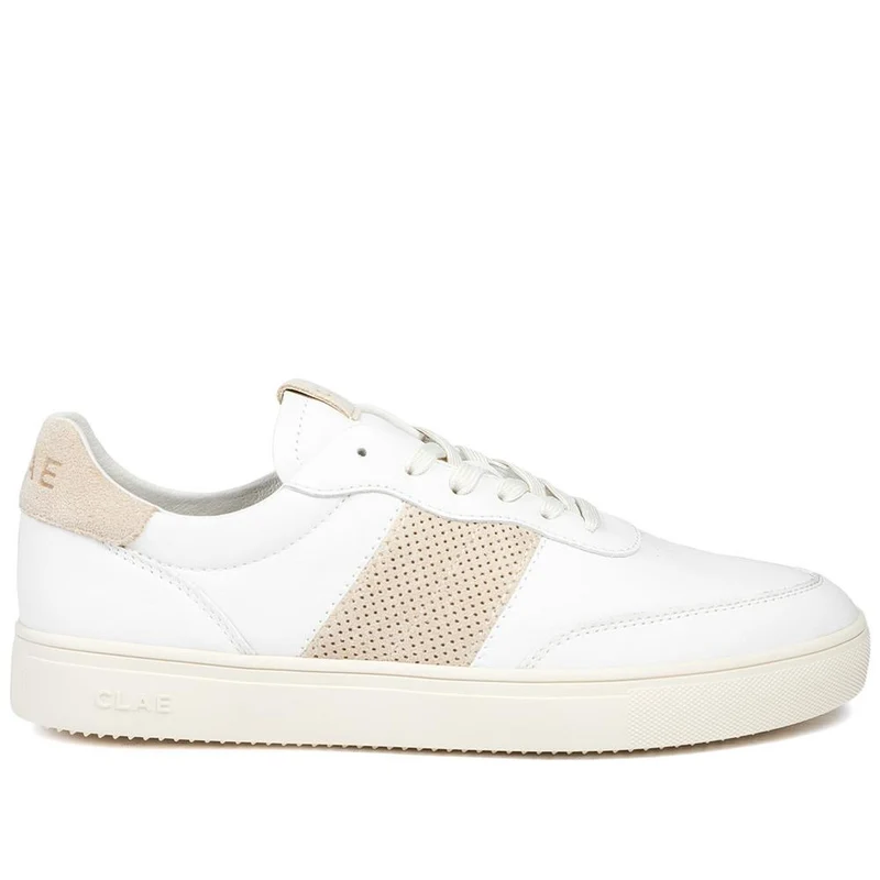 Clae Davis Leather Lace Up Trainers - CLAGB43501 / 329 181 - Beige