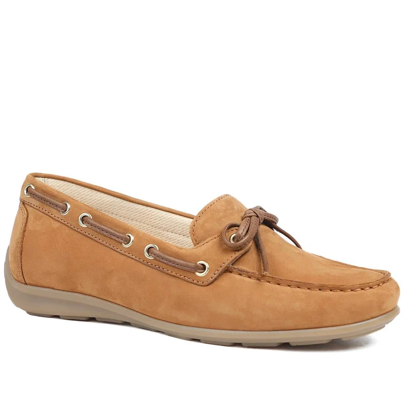 Evie Gabor Wide Fit Leather Moccasins - GAB43503 / 328 868 - Tan Nubuck