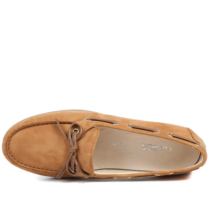 Evie Gabor Wide Fit Leather Moccasins - GAB43503 / 328 868 - Tan Nubuck
