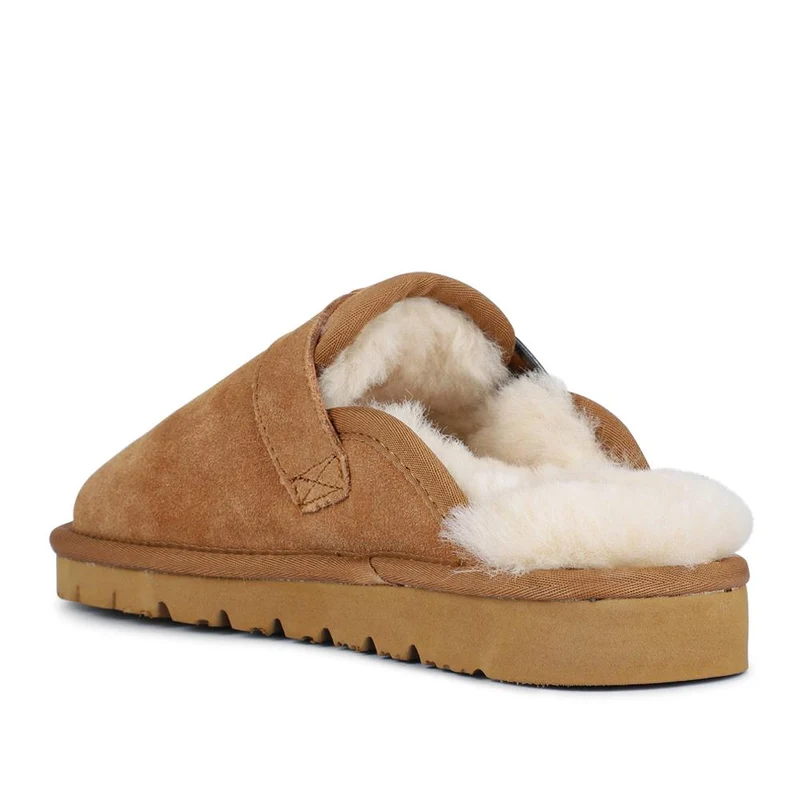 Fiora Leather Mule Slippers - FIORA / 328 490 - Chestnut