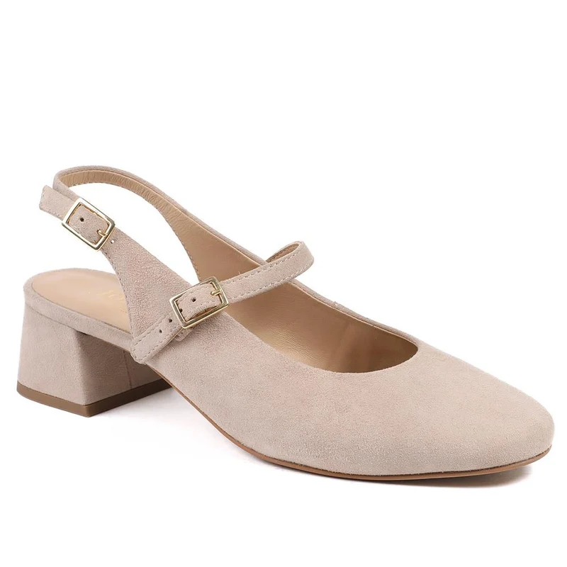 Yamila Leather Slingback Mary Janes - YAMILA / 329 093 - Beige