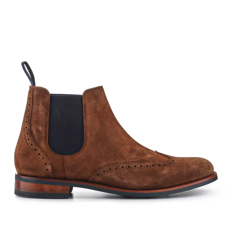 Barrett Goodyear Welted Leather Wingtip Boots - BARRETT / 327 962 - Brown Suede