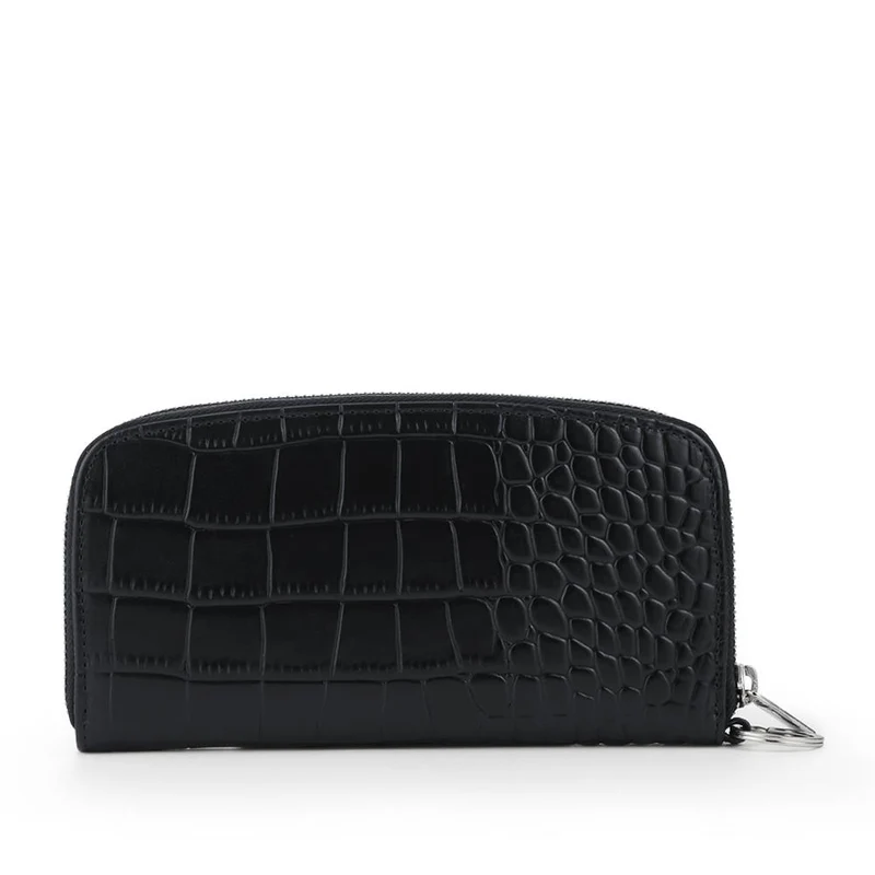 Windflower Croc-Patterned Leather Wallet - WINDFLOWER / 328 539 - Black