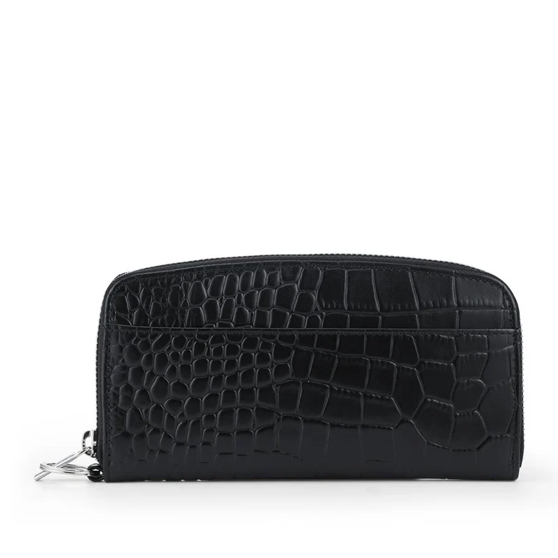 Windflower Croc-Patterned Leather Wallet - WINDFLOWER / 328 539 - Black