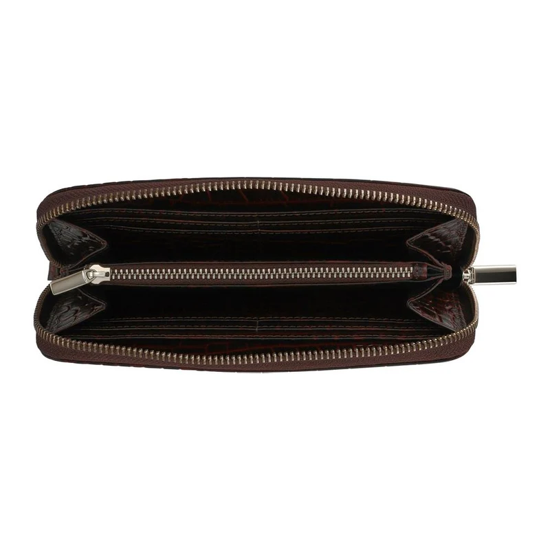 Windflower Croc-Patterned Leather Wallet - WINDFLOWER / 328 539 - Chocolate Croc
