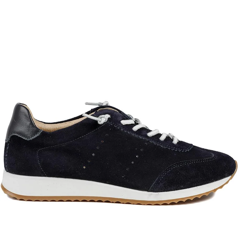 Alenya Suede Leather Lace Up Trainers - ALENYA / 328 895 - Navy Suede