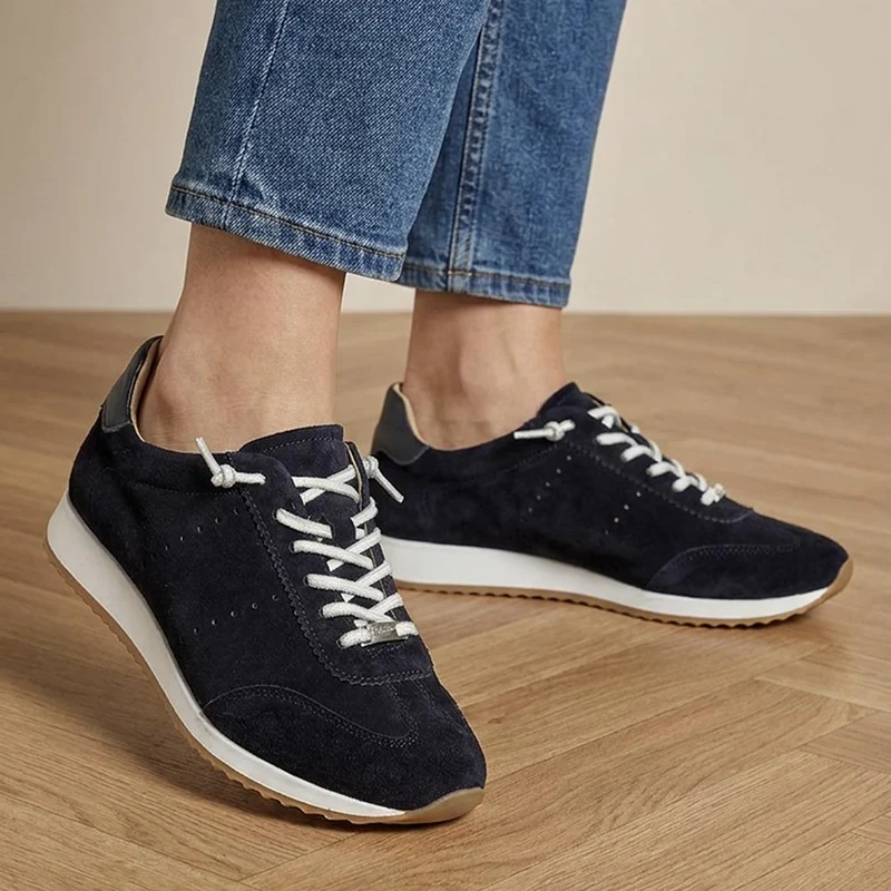 Alenya Suede Leather Lace Up Trainers - ALENYA / 328 895 - Navy Suede