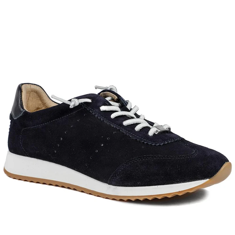 Alenya Suede Leather Lace Up Trainers - ALENYA / 328 895 - Navy Suede