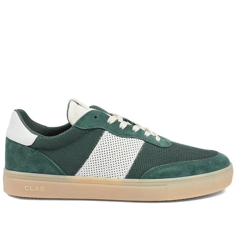 Clae Davis Leather Lace Up Trainers - CLAGB43501 / 329 181 - Forest Green