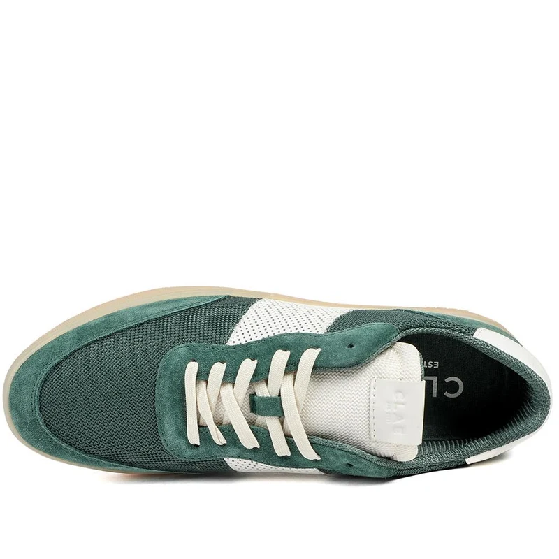Clae Davis Leather Lace Up Trainers - CLAGB43501 / 329 181 - Forest Green