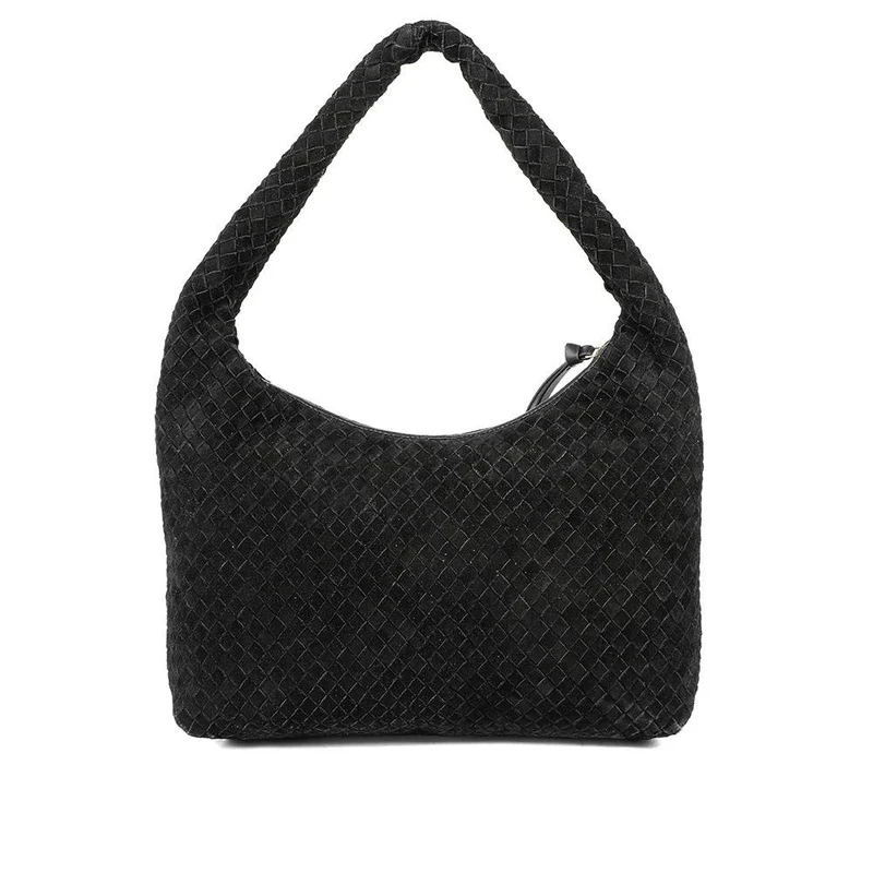 Waverely Leather Shoulder Bag - WAVERELY / 329 242 - Black Suede