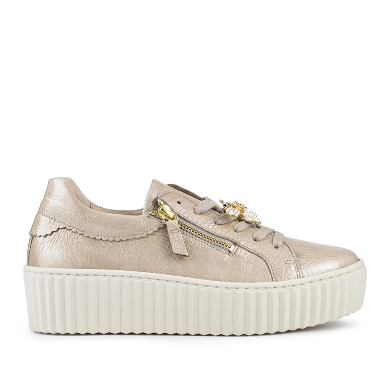 Dotcom Leather Platform Trainers With Bee Brooch - GAB42506 / 327 745