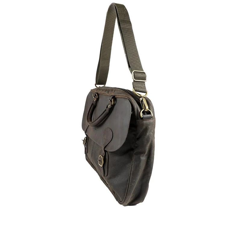 Barbour Waxed Leather Briefcase - BARBR42030 / 328 579 - Olive