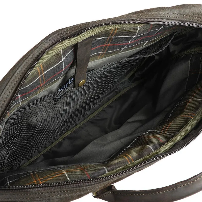 Barbour Waxed Leather Briefcase - BARBR42030 / 328 579 - Olive