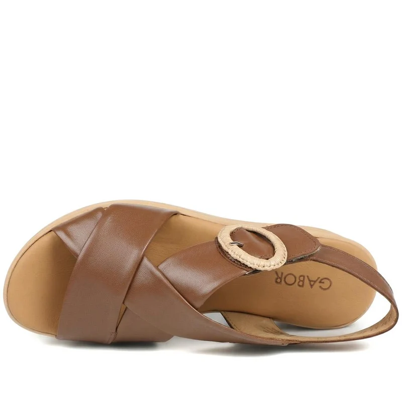Gabor Auckland Leather Buckled Espadrilles - GAB43523 / 328 867 - Tan