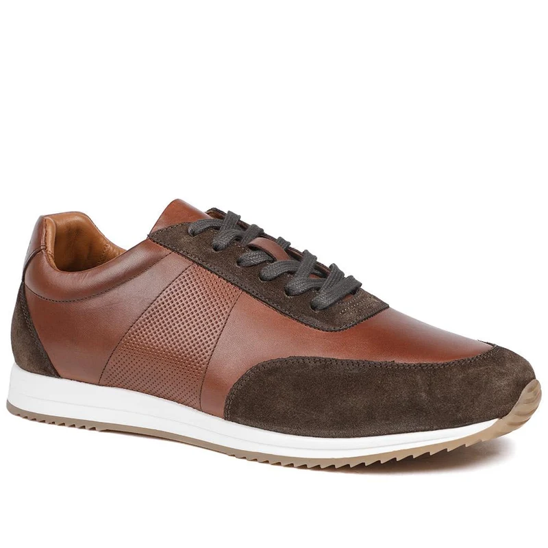 Salvi Wide Fit Leather Trainers - SALVI / 328 876 - Brown