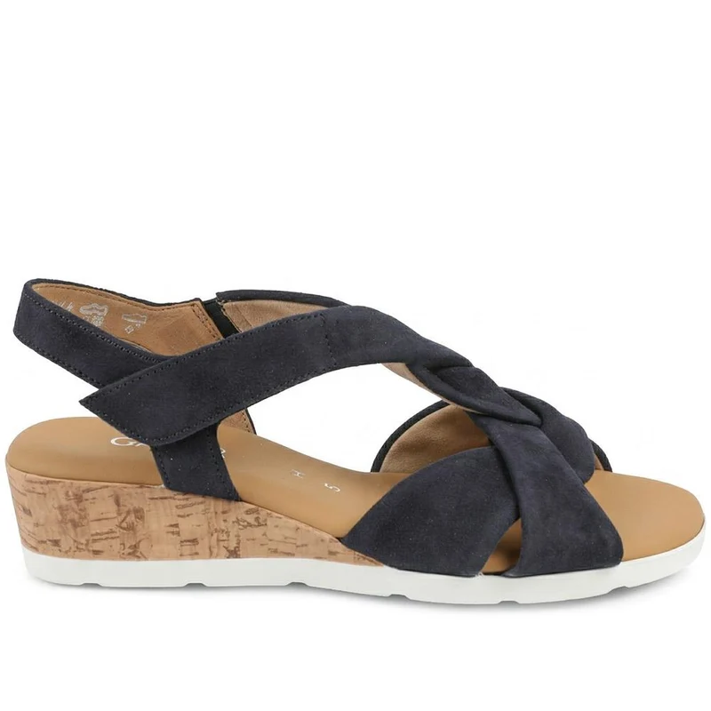 Gabor Kalix Wide Fit Leather Slingback Sandals - GAB43522 / 328 865 - Navy Suede