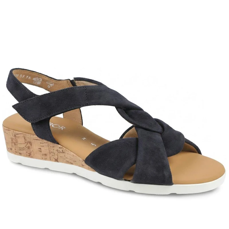 Gabor Kalix Wide Fit Leather Slingback Sandals - GAB43522 / 328 865 - Navy Suede