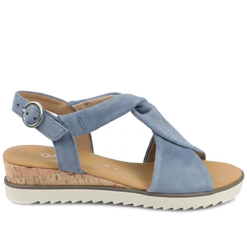 Gabor Rich Wide Fit Leather Twist-Front Sandals - GAB31514 / 317 898 - Pale Blue