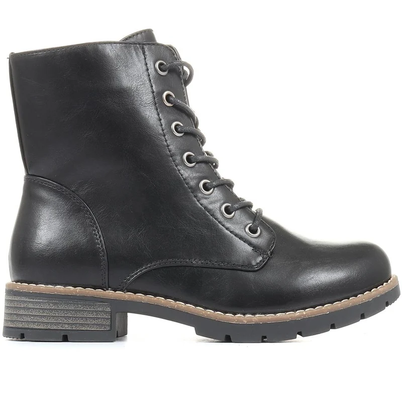 Chunky Lace-Up Ankle Boots - WBINS32015 / 318 884 - Black