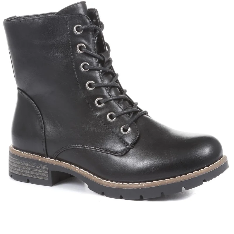 Chunky Lace-Up Ankle Boots - WBINS32015 / 318 884 - Black