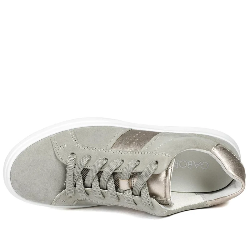 Gabor Jade Leather Lace Up Trainers - GAB43515 / 328 860 - Sage-Pewter