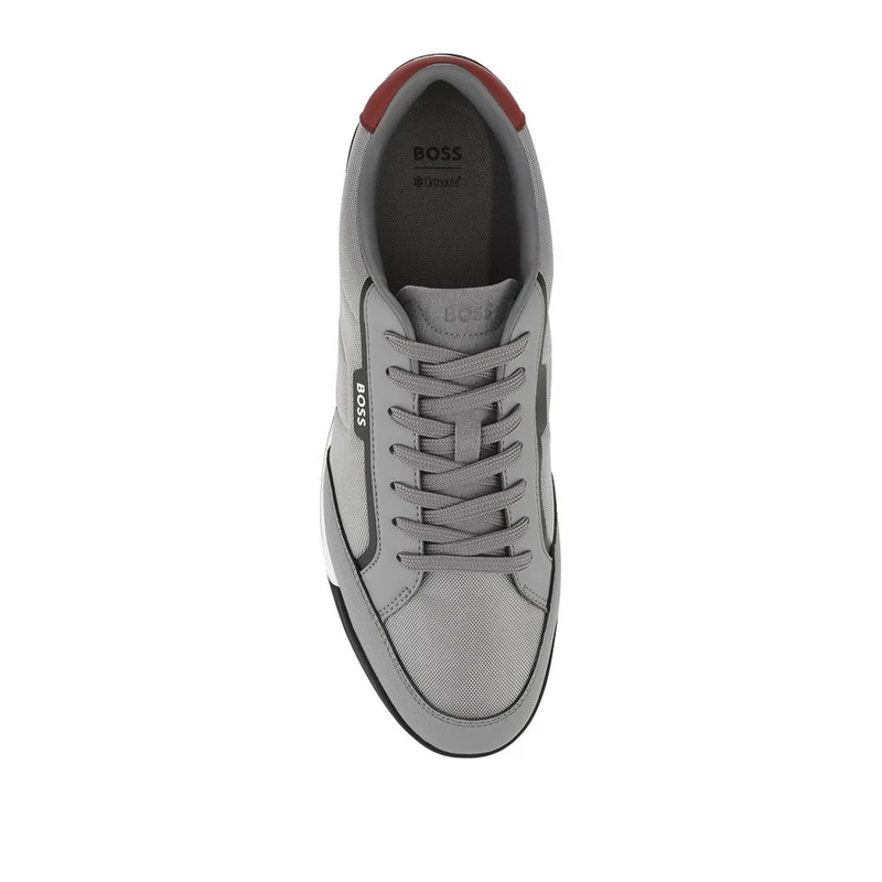 Boss Mixed-Material Lace Up Trainers - HUGO42502 / 327 808 - Grey