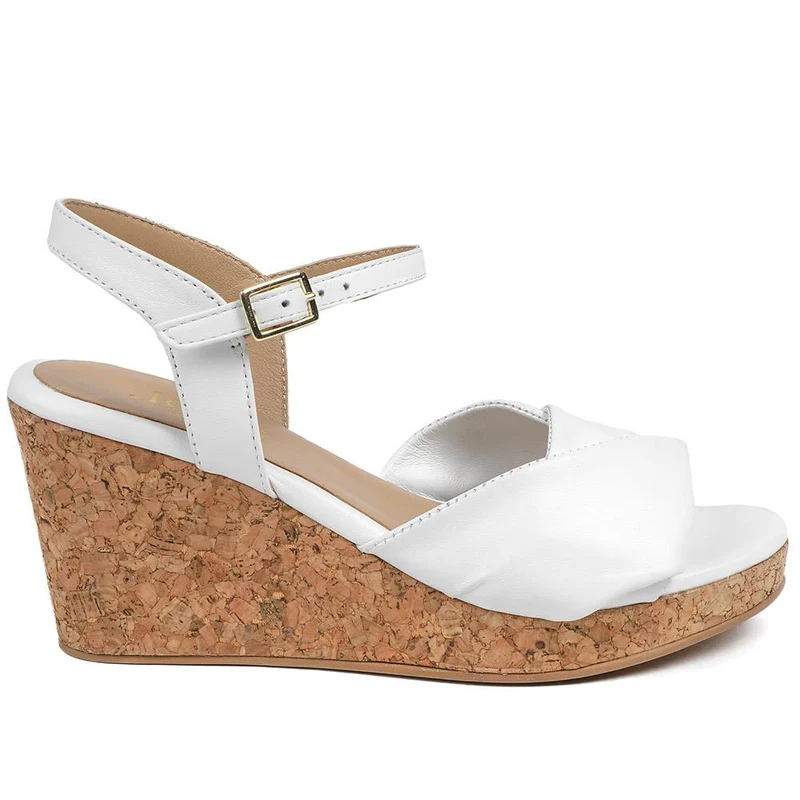 Iva Leather Wedge Heel Sandals - IVA / 328 917