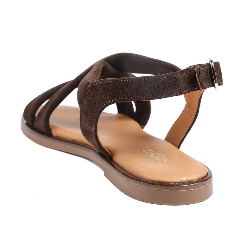 Haliwide Leather Wide-Fitting Sandals - HALIWIDE / 327 490 - Choco Suede
