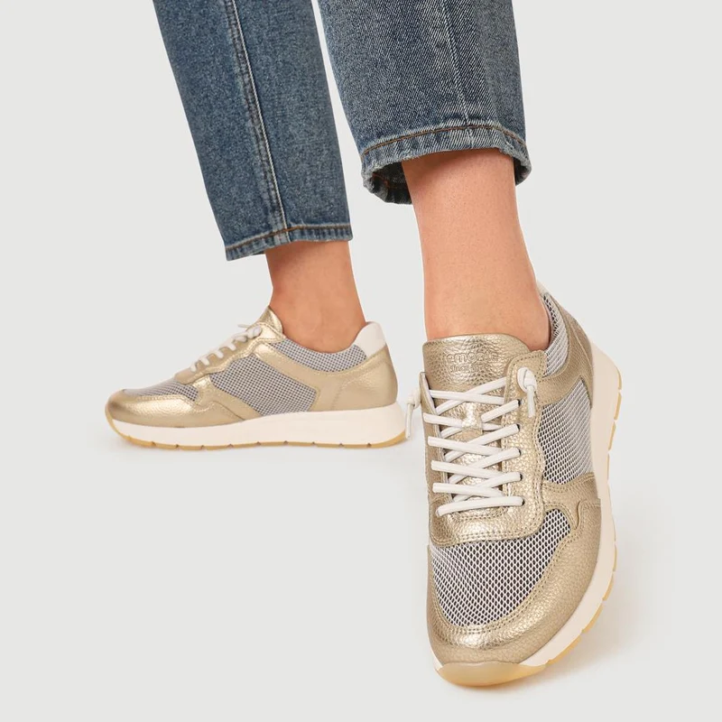 Leather Wedge-Heeled Trainers - DRS41516 / 327 091 - Gold