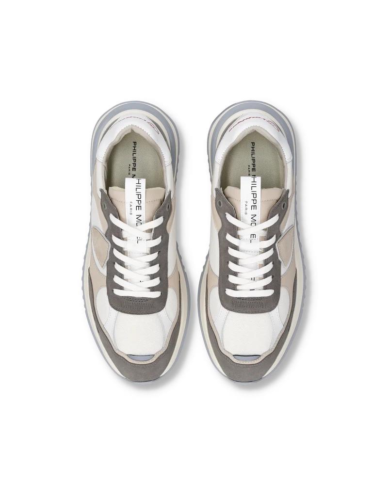 Sneakers Olympique Men, White Anthracite Beige