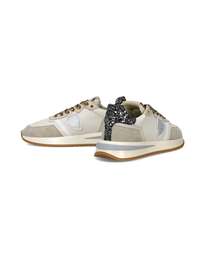 Sneakers Tropez 2.1 Women with glitter heel tab, Sand Black