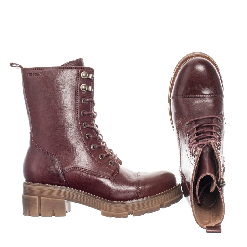 Cecilia Laced boots — Dark red