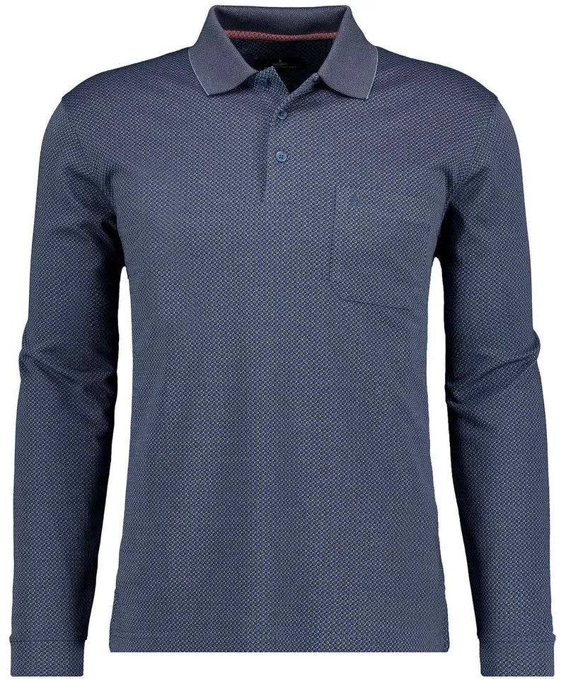 Polo button, LS, jacquard