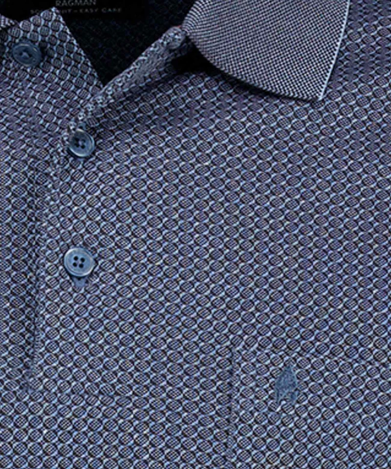 Polo button, LS, jacquard