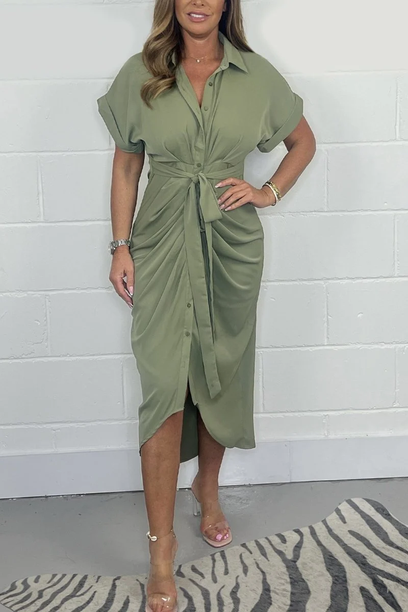 Rovienna Damen Hemdblusenkleid mit Gürtel