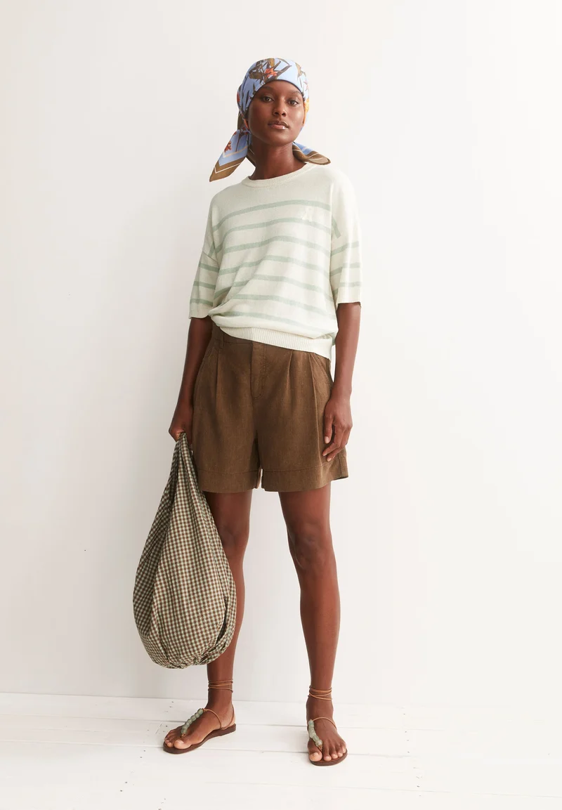 Striped Linen Blend Sweater