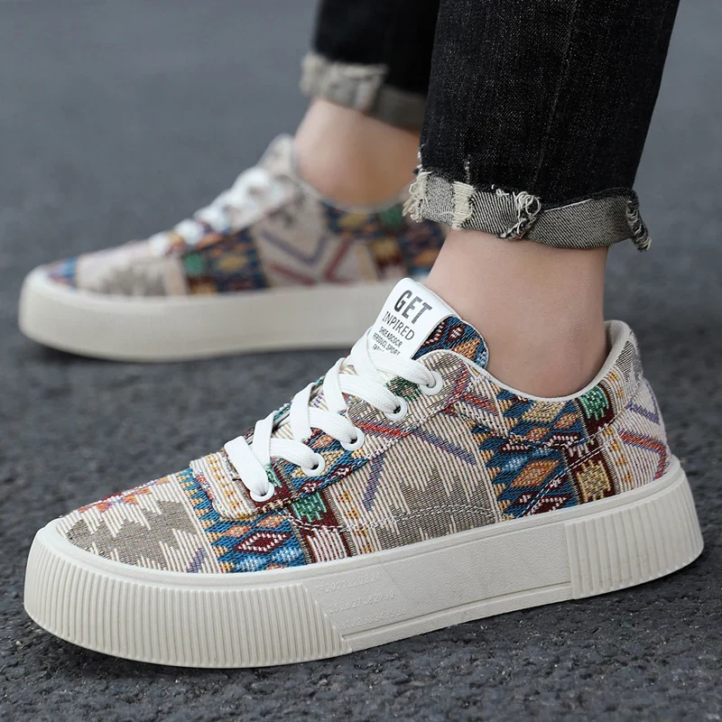 Aurevix Herren Canvas Sneaker mit Schnürung und rutschfester Gummisohle