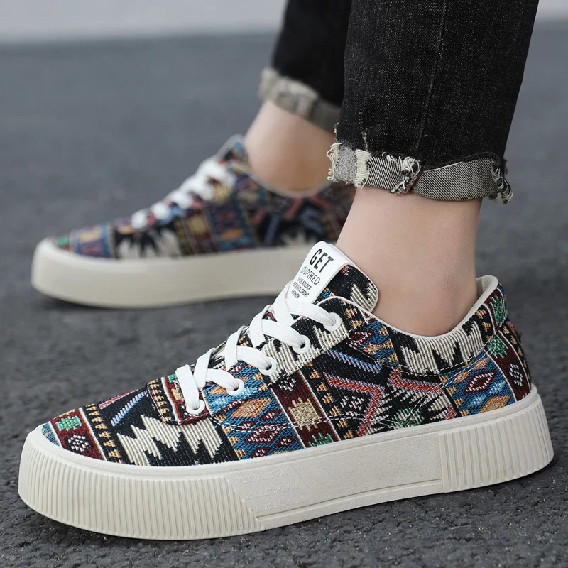 Aurevix Herren Canvas Sneaker mit Schnürung und rutschfester Gummisohle