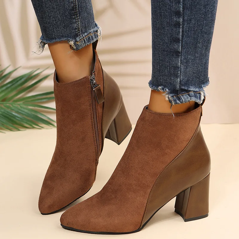 Sophia Damen Stiefelette mit spitzer Form und Blockabsatz