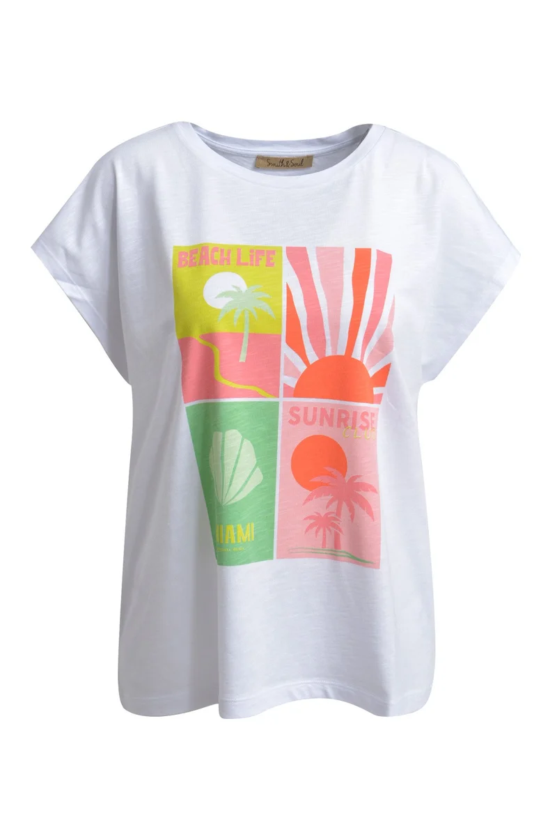 T-shirt Slub With Print-mix