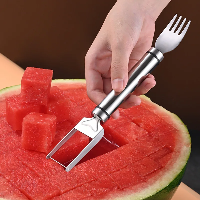 Melviro Edelstahl Wassermelonenschneider mit Gabel