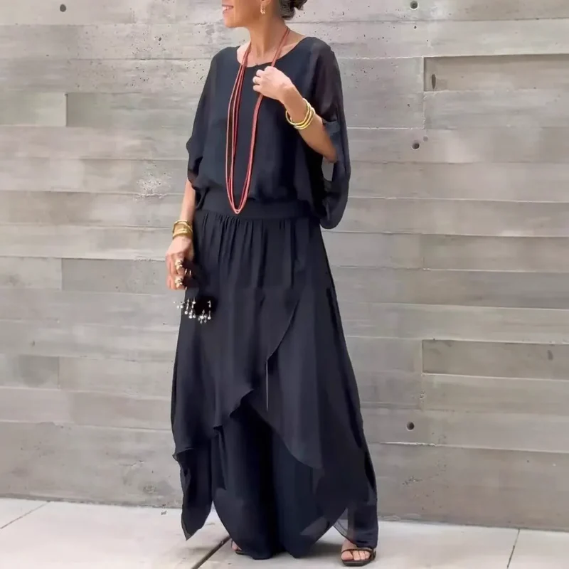 Elarisse Chiffon Zweiteiler mit weitem Bein