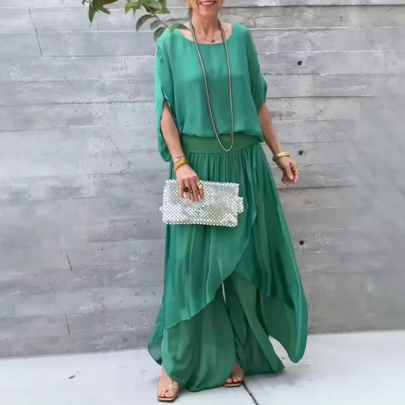 Elarisse Chiffon Zweiteiler mit weitem Bein
