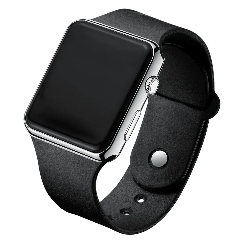 Digitale Armbanduhr mit LED-Display und Silikonarmband
