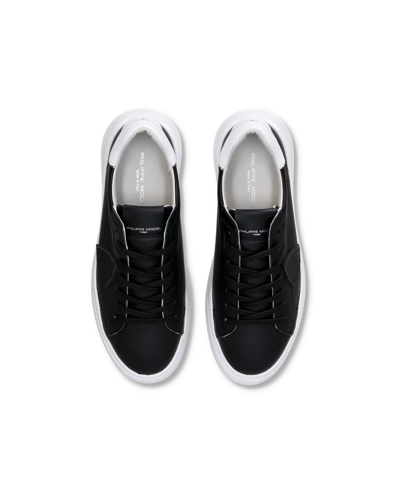 Men's Temple Low-Top Sneakers in Leather, Black White