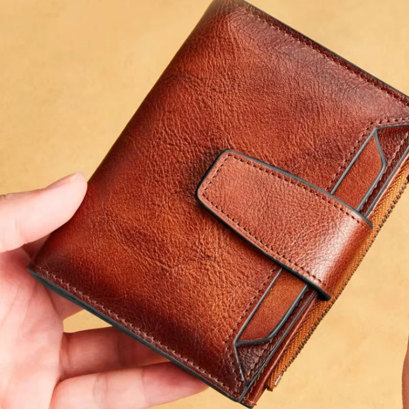 Veltrano Geldbörse Herren kompakt Leder RFID Schutz Reißverschluss Kartenfächer