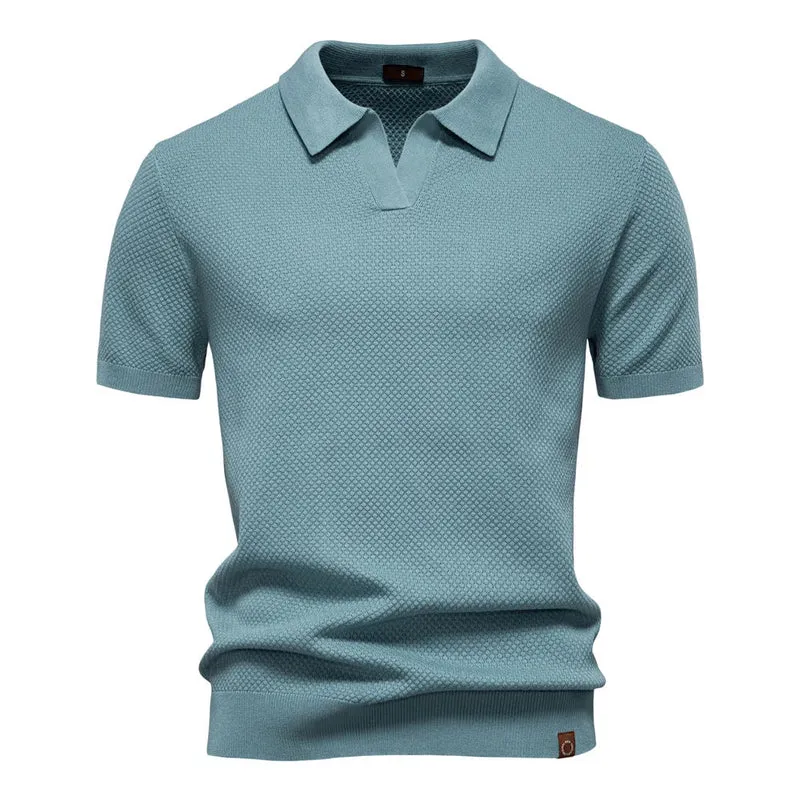 Calviro Polo Herren kurzarm Polyester Viskose Kragen mit Knopfleiste einfarbig